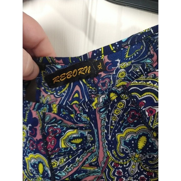 Reborn Blue Semi Sheer Paisley Plunge Ruffle Cap Sleeve Dress. Size XL - Picture 5 of 11